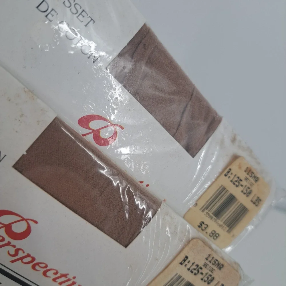 VTG Lot 5 Perspective Non Run Sheer Pantyhose 15 Denier Beige Size B Retro NIP
